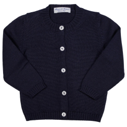 Cardigan liscio lana merinos collo coreana allacciatura verso SX - Magia di Nonna