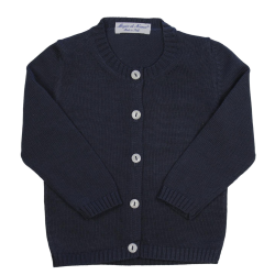 Cardigan liscio cotone collo coreana allacciatura verso SX - Magia di Nonna
