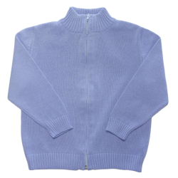 Chaqueta de jersey de algodón con cuello alto y abertura con cremallera completa - Magia di Nonna