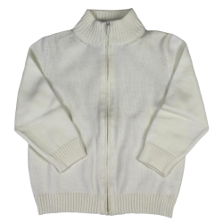 Cardigan in lana merinos apertura con zip intera collo alto - Magia di Nonna