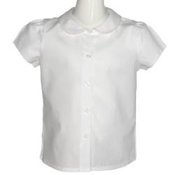 Camicia in cotone bianco  maniche corte colletto tondo con profilo a serpentina - Magia di Nonna