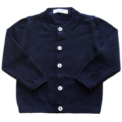 Cardigan liscio cotone collo coreana allacciatura verso DX - Magia di Nonna