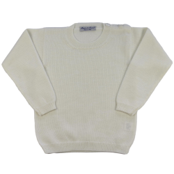 Jersey de lana merina / cuello redondo con botones laterales - Magia di Nonna