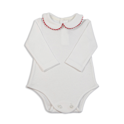 Body cotone bianco M/L colletto tondo profilo colorato serpentina - Magia di Nonna