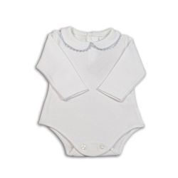 Body cotone bianco M/L colletto tondo profilo colorato serpentina - Magia di Nonna