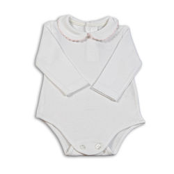 Body cotone bianco M/L colletto tondo profilo colorato serpentina - Magia di Nonna
