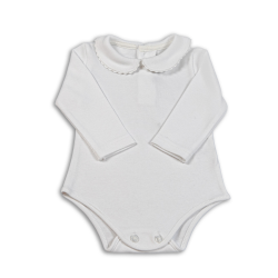 Body cotone bianco M/L colletto tondo profilo colorato serpentina - Magia di Nonna