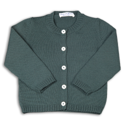 Cardigan liscio lana merinos collo coreana allacciatura verso SX - Magia di Nonna