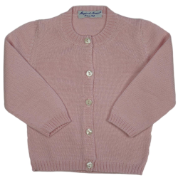 Cardigan liscio lana merinos collo coreana allacciatura verso SX - Magia di Nonna