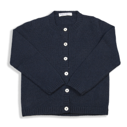 Cashmere cardigan Korean collar buttoning towards the left, ribbed profile - Magia di Nonna