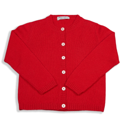 Cardigan cashmere collo alla coreana allacciatura SX profilo coste - Magia di Nonna