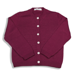 Cardigan liscio lana merinos collo coreana allacciatura SX - Magia di Nonna