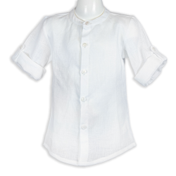 Camicia in Lino con colletto alla coreana e manica lunga - Magia di Nonna