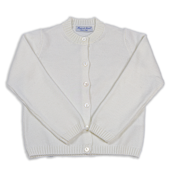 Cardigan liscio lana merinos collo coreana allacciatura SX - Magia di Nonna