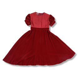 Vestito con corpino in seta maniche corte a sbuffo - Nonna Magali