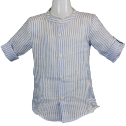 Camicia in Lino con colletto alla coreana e manica lunga - Magia di Nonna