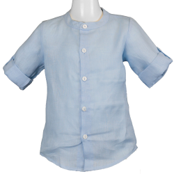 Camicia in Lino con colletto alla coreana e manica lunga - Magia di Nonna