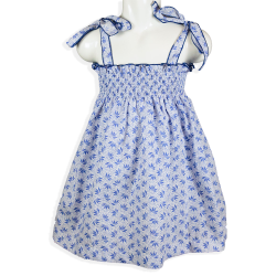 Prendisole cotone corpino arricciato allacciatura spalline con fiocco - Magia di Nonna