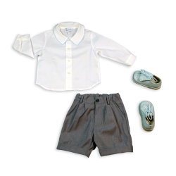 BERMUDA IN FRESCO LANA GRIGIO CON POLO