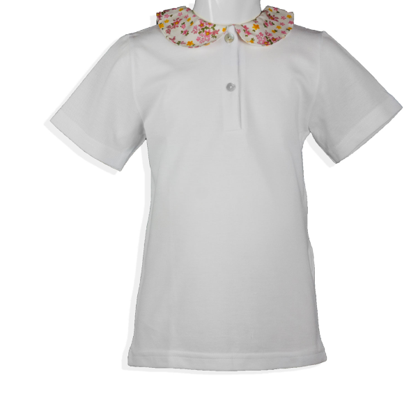 Magia di Nonna-Polo in cotone piquet con manica corta e colletto tondo in tessuto