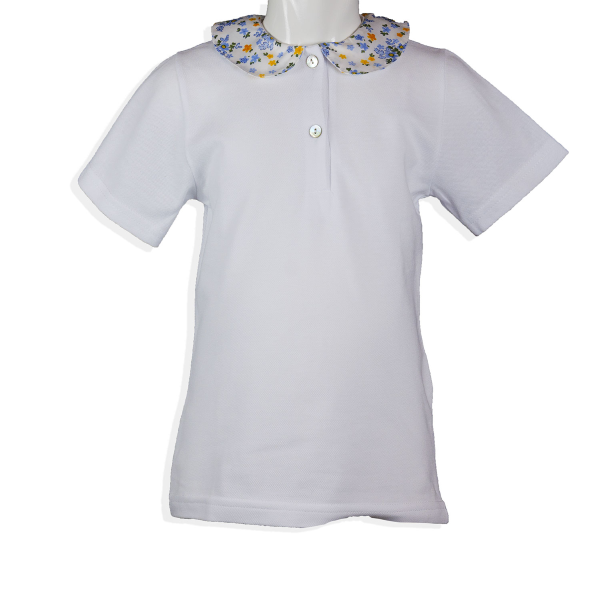 Magia di Nonna-Polo in cotone piquet con manica corta e colletto tondo in tessuto