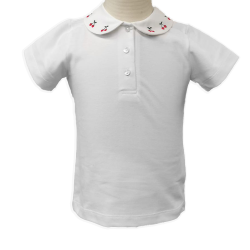 Polo in cotone piquet M/C colletto tondo con ricamo - Les enfants de Gisele