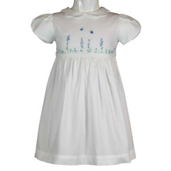 LES ENFANTS DE GISELLE-Vestito in cotone piquet ricamato colore bianco
