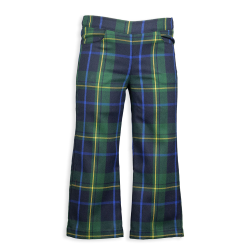 PETTIROSSO- Pantalone misto lana con tasche e elastIco regolabile in vita fantasia scozzese