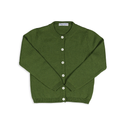 MAGIA DI NONNA-Cardigan in lana merinos con collo coreana profili a coste  - Made in ITALY