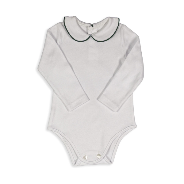White cotton bodysuit M / L round collar colored mouse tail - Nonna Magali