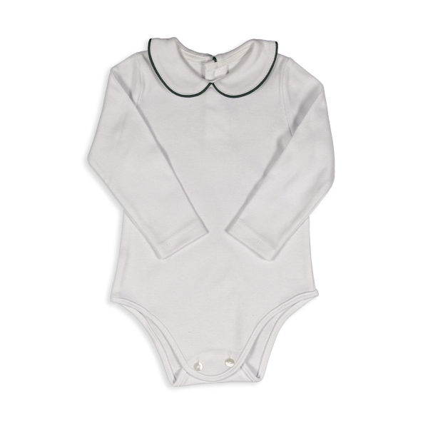 Body de algodón blanco M / L cuello redondo color cola de ratón - Nonna Magali