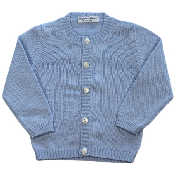 MAGIA DI NONNA -Cardigan lana merinos collo alla coreana .Made in ITALY